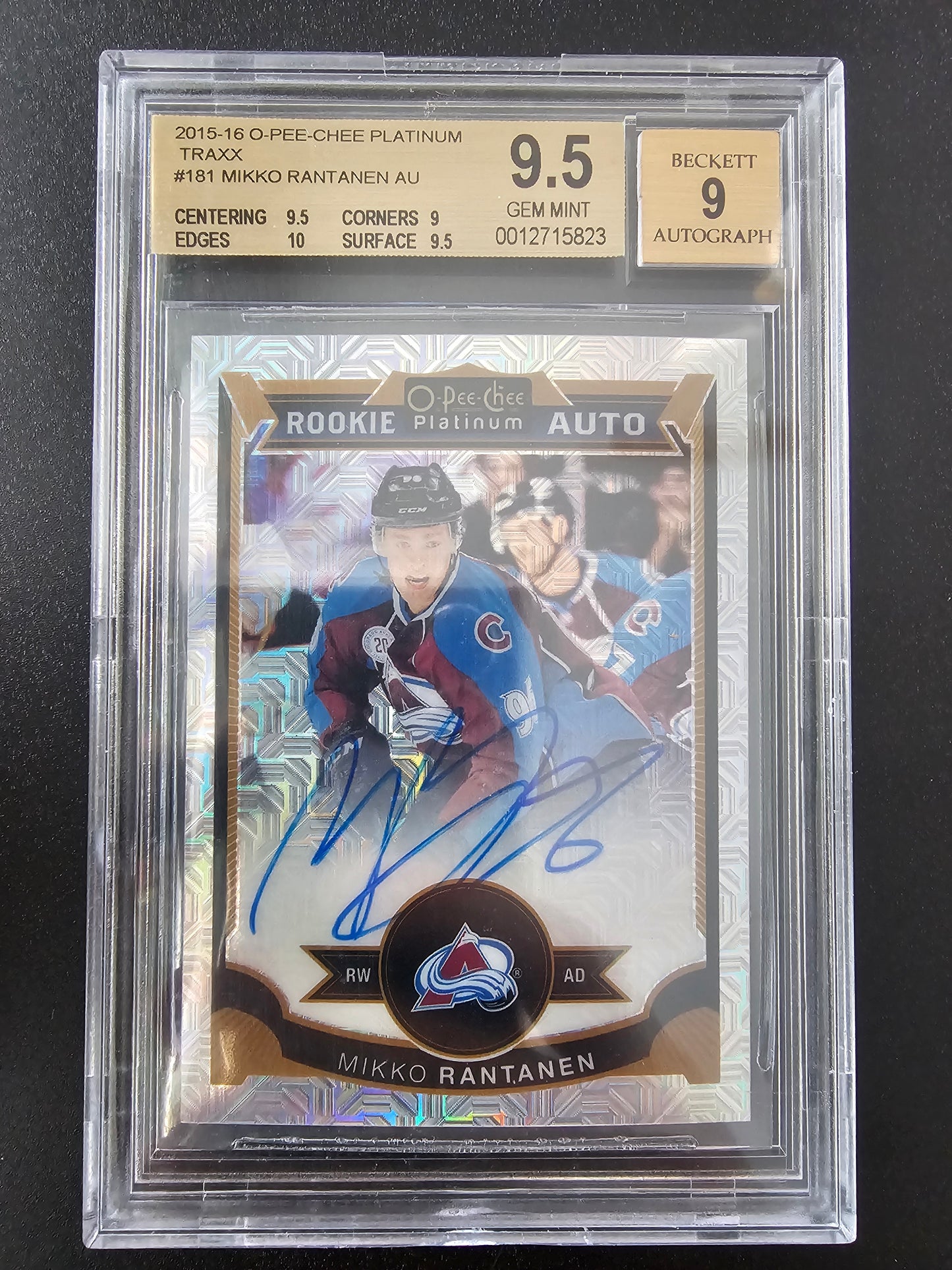 2015-16 Upper Deck O-Pee-Chee Platinum - Traxx - Rookie Autographs - Mikko Rantanen #163 /125 BGS 9.5 / Auto 9 RY