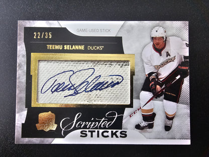 2012-13 Upper Deck The Cup - Scripted Sticks - Teemu Selanne #SS-TS /35
