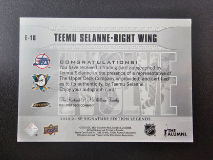 2020-21 Upper Deck SP Signature Edition Legends - Evolve Silver Spectrum Foil Autographs - Teemu Selanne #E-16 /35