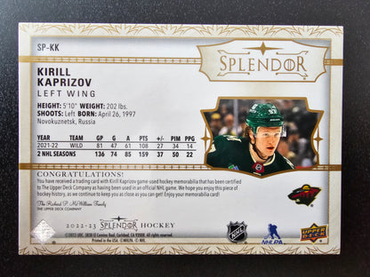 2022-23 Upper Deck The Cup - Splendor Patch - Kirill Kaprizov #SP-KK /36