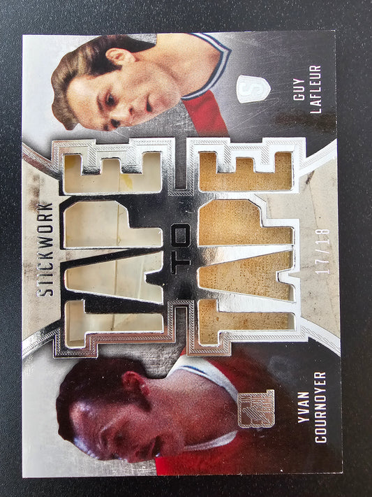 2015 Leaf In the Game Stickwork - Tape To Tape Silver - Yvan Cournoyer / Guy Lafleur #TT-06 /18