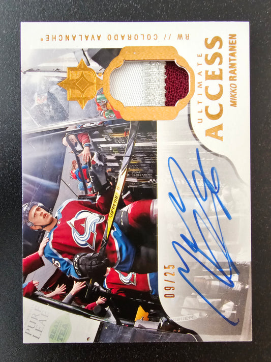 2018-19 Upper Deck Ultimate Collection - Ultimate Access Autographs - Premium Materials Copper - Mikko Rantanen #UAA-MR /25