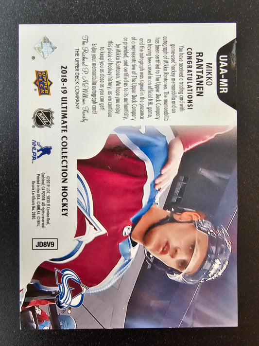 2018-19 Upper Deck Ultimate Collection - Ultimate Access Autographs - Premium Materials Copper - Mikko Rantanen #UAA-MR /25