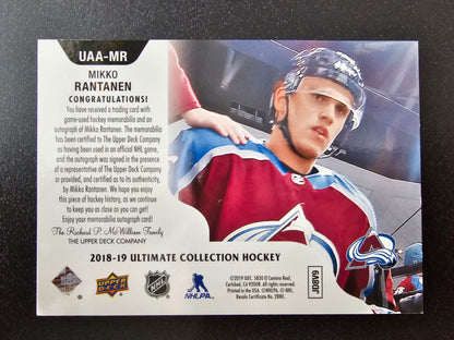 2018-19 Upper Deck Ultimate Collection - Ultimate Access Autographs - Premium Materials Copper - Mikko Rantanen #UAA-MR /25
