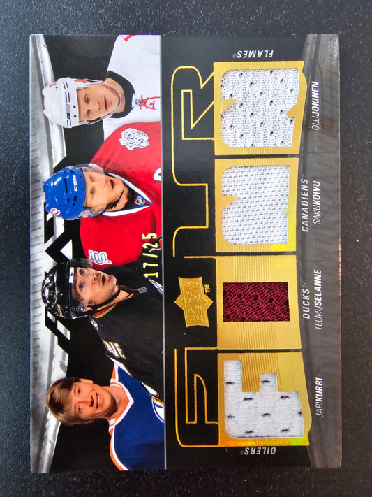 2009-10 Upper Deck UD Black - Foursomes Jari Kurri / Teemu Selanne / Saku Koivu / Olli Jokinen #T4J-SKJK /25
