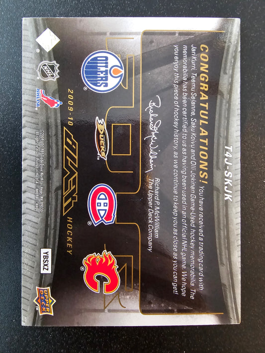2009-10 Upper Deck UD Black - Foursomes Jari Kurri / Teemu Selanne / Saku Koivu / Olli Jokinen #T4J-SKJK /25