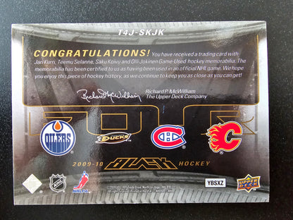 2009-10 Upper Deck UD Black - Foursomes Jari Kurri / Teemu Selanne / Saku Koivu / Olli Jokinen #T4J-SKJK /25
