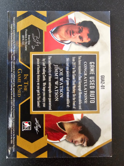 2017 Leaf In the Game Used - Game Used Auto Dual - Purple - Joe Watson / Jimmy Watson # GUA2-01 /6