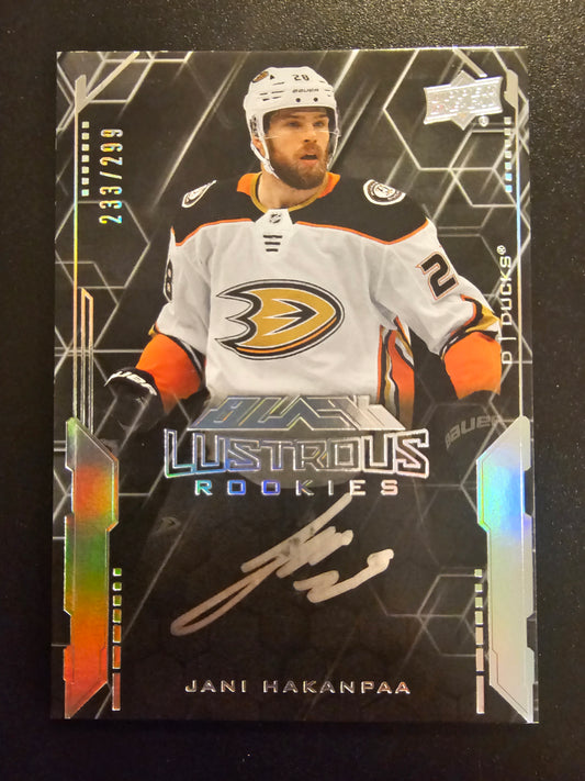 2020-21 Upper Deck SPx - UD Black Lustrous Rookie Signatures - Jani Hakanpaa #LS-JH /299 RY