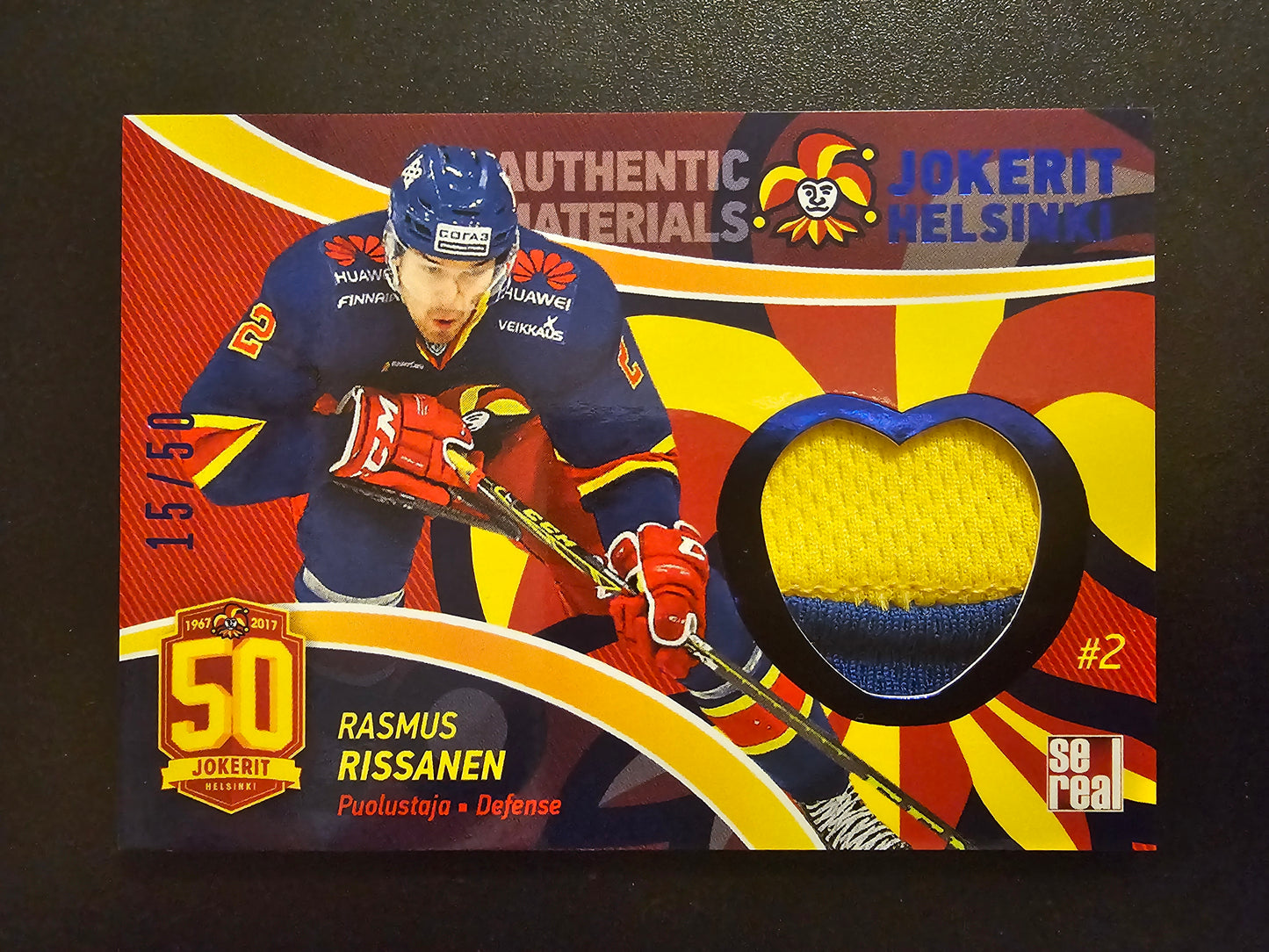 2017-18 Cereal Jokerit Authentic Materials - Rasmus Rissanen #JOK-JER-004 /50