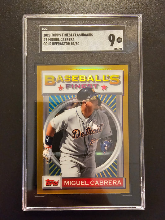 2020 Topps Finest Flashbacks - Gold Refractor - Miguel Cabrera #3 /50 SGC 9