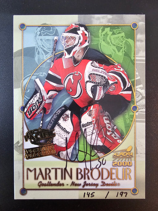 1999-00 Pacific Aurora - Championship Fever Autograph - Martin Brodeur #15 /197