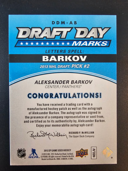 2013-14 Upper Deck SP Game Used Edition - Draft Day Marks - Aleksander Barkov #DDM-AB /35 RY