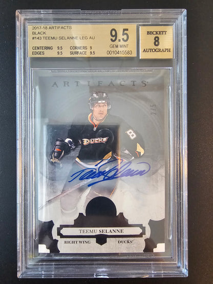 2017-18 Upper Deck Artifacts - Black Legends Autograph - Teemu Selanne #143 /5 BGS 9.5 Auto 8