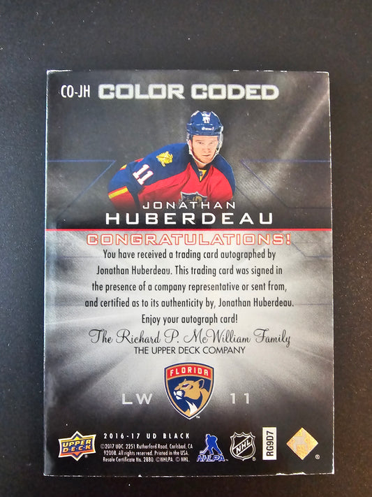 2016-17 UD Black - Color Coded Signatures Black - Jonathan Huberdeau #CO-JH 1of1