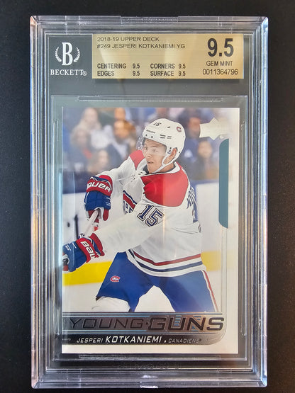 2018-19 Upper Deck - Young Guns - Jesperi Kotkaniemi #249 BGS 9.5 True Gem RC