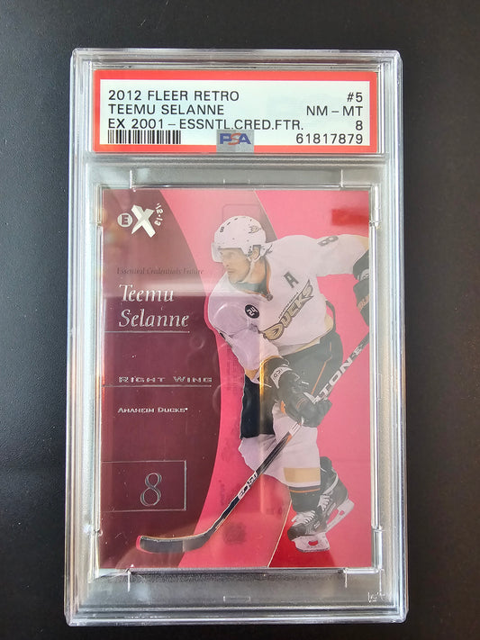 2012-13 Fleer Retro - 1997-98 EX 2001 Design - Essential Credentials Future - Teemu Selanne #5 /38 PSA8