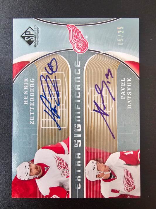 2009-10 Upper Deck SP Game Used Edition - Extra Significance Dual Autographs - Henrik Zetterberg / Pavel Datsyuk #XSG-DZ /25