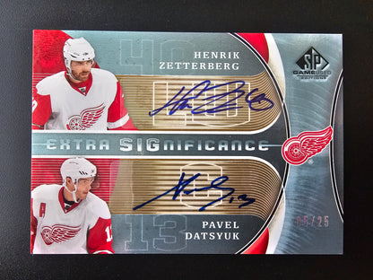 2009-10 Upper Deck SP Game Used Edition - Extra Significance Dual Autographs - Henrik Zetterberg / Pavel Datsyuk #XSG-DZ /25