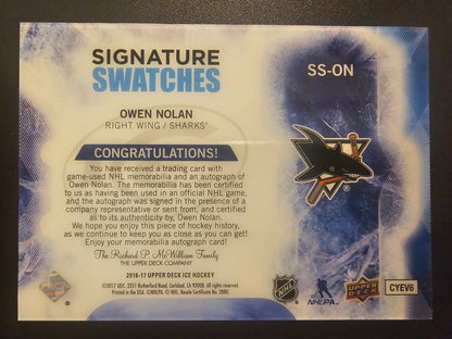 2016-17 Upper Deck Ice - Signature Swatches - Owen Nolan  #SS-ON