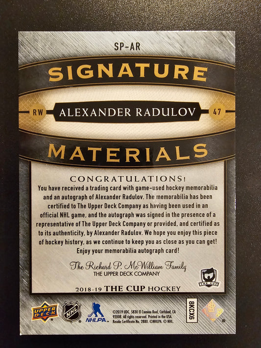 2018-19 Upper Deck The Cup - Signature Materials - 2019-20 The Cup Update - Alexander Radulov #SP-AR /99
