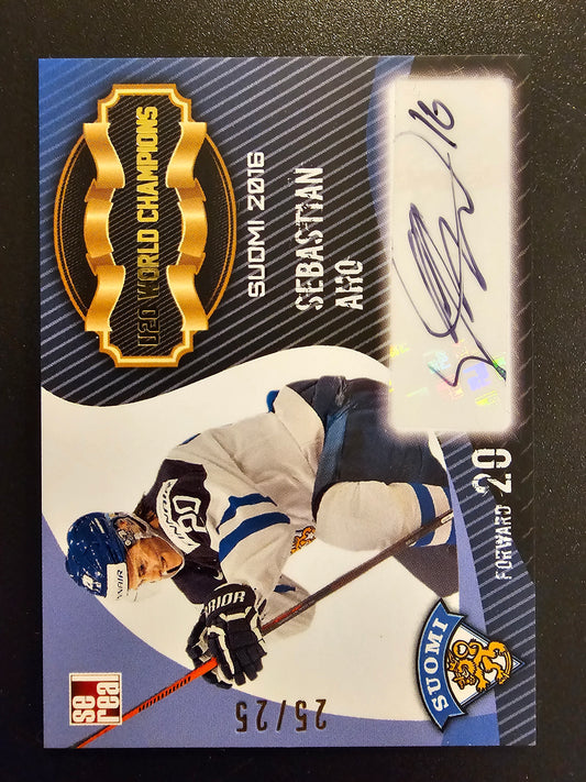 2016 Sereal Team Finland U20 World Champions Autograph - Sebastian Aho #FIN-U20-A04 /25