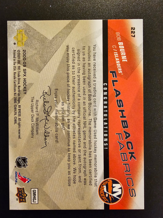 2008-09 Upper Deck SPx Flashback Fabrics Autographs - Bob Bourne #227 /25