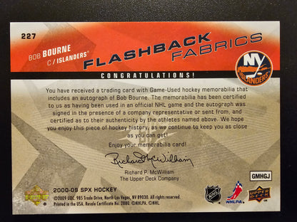 2008-09 Upper Deck SPx Flashback Fabrics Autographs - Bob Bourne #227 /25
