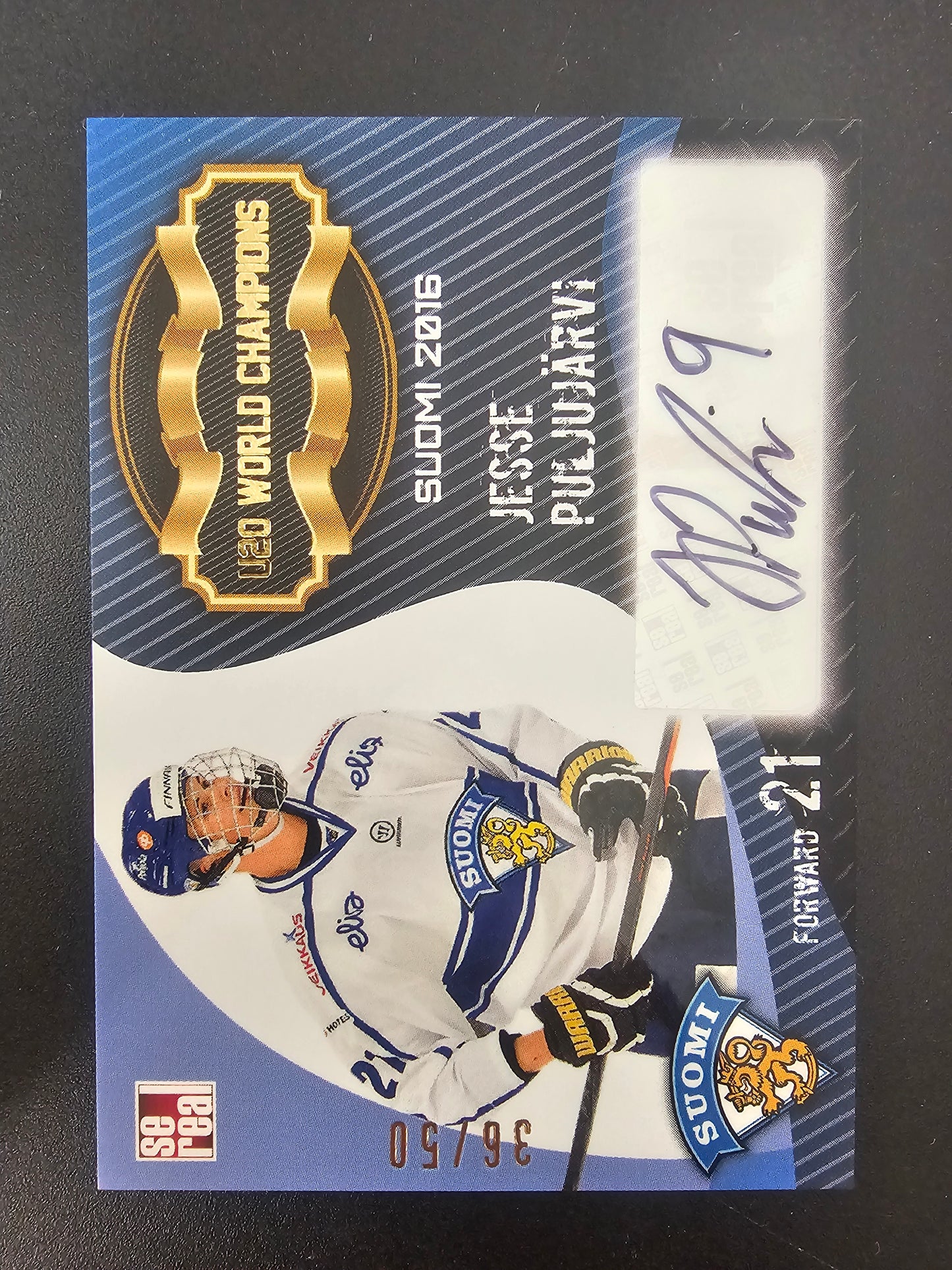 2016 Sereal Team Finland U20 World Champions Autograph - Jesse Puljujarvi #FIN-U20-A06 /50