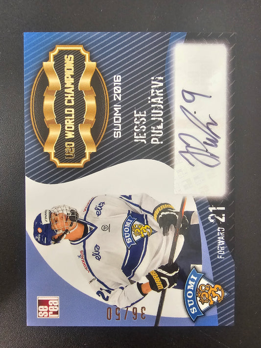 2016 Sereal Team Finland U20 World Champions Autograph - Jesse Puljujarvi #FIN-U20-A06 /50