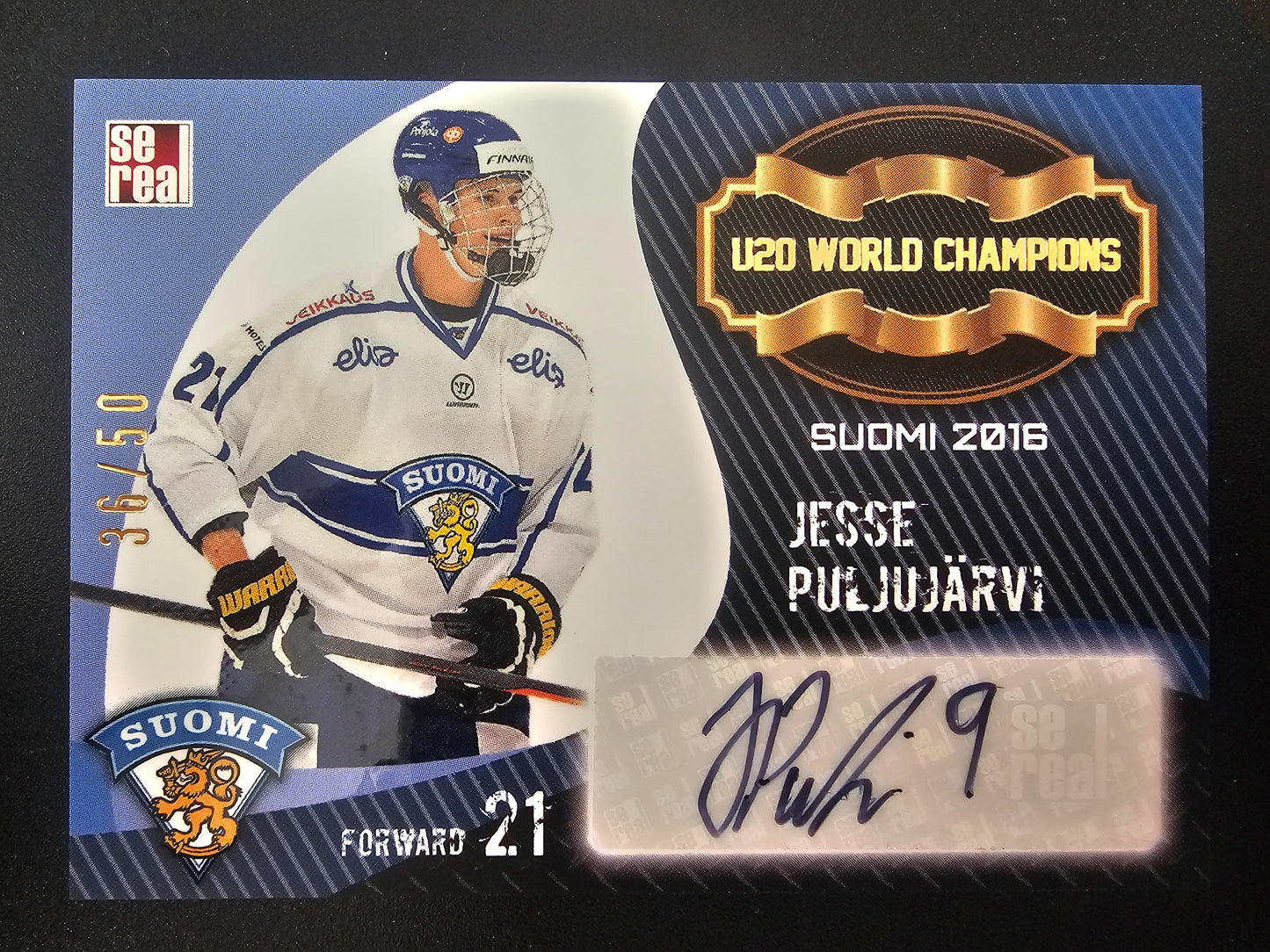 2016 Sereal Team Finland U20 World Champions Autograph - Jesse Puljujarvi #FIN-U20-A06 /50