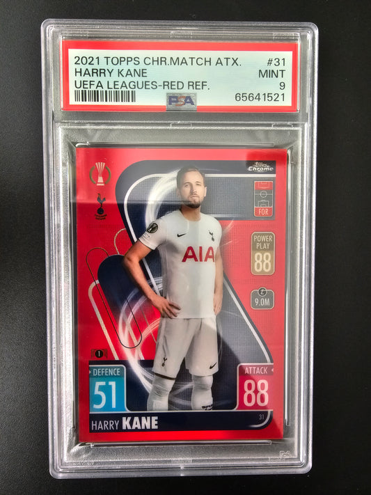 2021-22 Topps Chrome Match Attax UCL - Red Refractor - Harry Kane #31 /5 PSA9