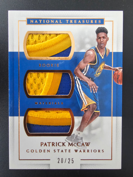 2016-17 Panini National Treasures - Rookie Triple Materials - Bronze - Patrick McCaw #16 /25 RY