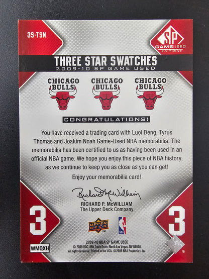 2009-10 Upper Deck SP Game Used - 3 Star Swatches - Level 1 - Luol Deng / Tyrus Thomas / Joakim Noah #3S-TSN #3S-BIM /125