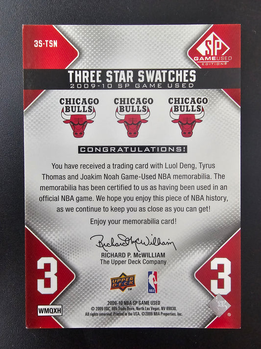 2009-10 Upper Deck SP Game Used - 3 Star Swatches - Level 1 - Luol Deng / Tyrus Thomas / Joakim Noah #3S-TSN #3S-BIM /125