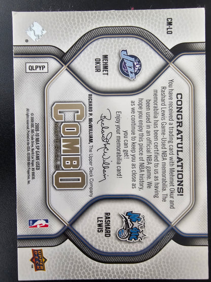 2009-10 Upper Deck SP Game Used - Combo Materials - Level 1 - Mehmet Okur / Rashard Lewis #CM-LO /155