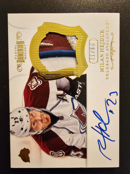 2012-13 Panini Dominion - Autographed Patch - 2013-14 Rookie Anthology Update - Milan Hejduk #43 /60