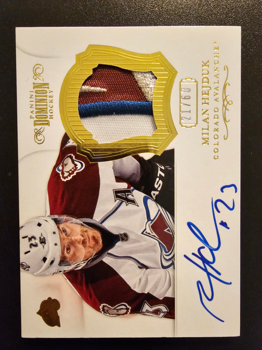 2012-13 Panini Dominion - Autographed Patch - 2013-14 Rookie Anthology Update - Milan Hejduk #43 /60