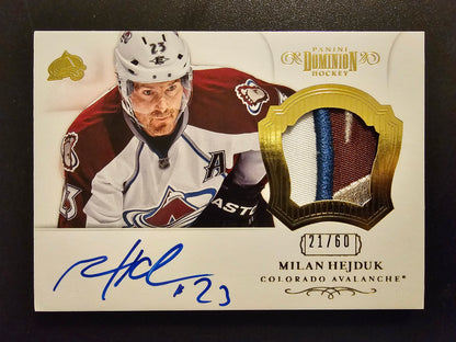 2012-13 Panini Dominion - Autographed Patch - 2013-14 Rookie Anthology Update - Milan Hejduk #43 /60