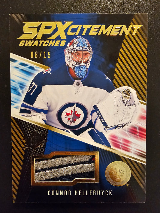 2018-19 Upper Deck SPx - SPXcitement Swatches - Premium - Connor Hellebuyck #XS-CH /15