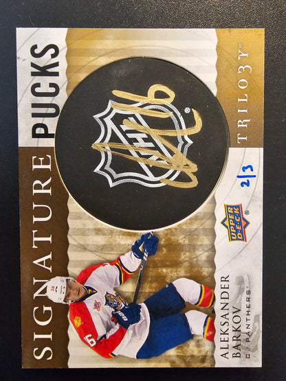 2014-15 Upper Deck Trilogy - Signature Pucks - Shield Logo - Aleksander Barkov #SP-AB /3