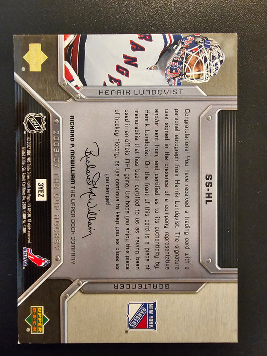 2006-07 Upper Deck The Cup - Scripted Swatches - Henrik Lundqvist #SS-HL /25