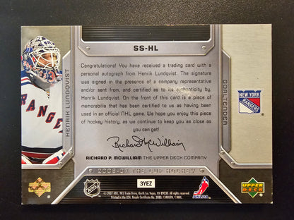 2006-07 Upper Deck The Cup - Scripted Swatches - Henrik Lundqvist #SS-HL /25