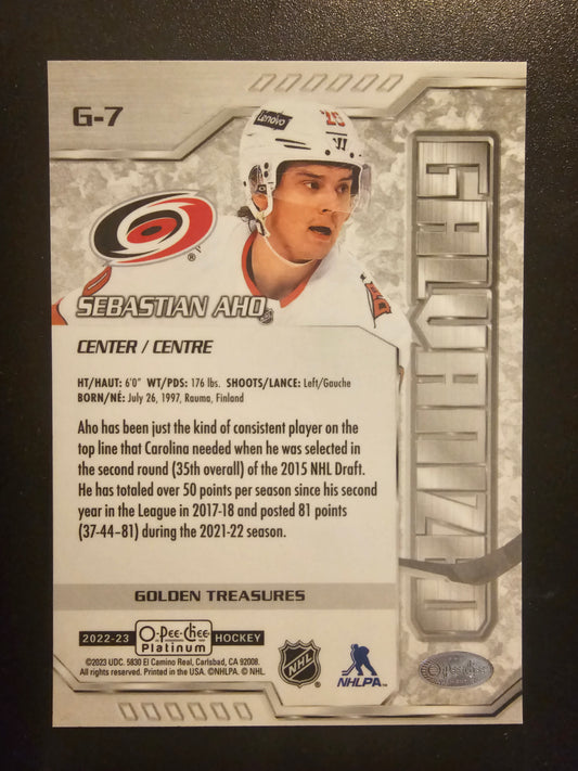2022-23 Upper Deck O-Pee-Chee Platinum - Galvanized - Golden Treasures - Sebastian Aho #G-7 1of1
