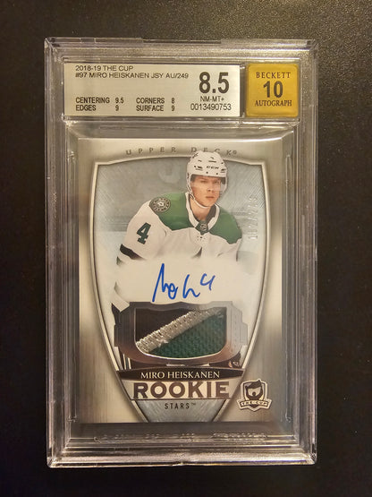 2018-19 Upper Deck The Cup - Rookie Patch Autograph - Miro Heiskanen #97 /249 BGS 8.5 Auto 10 RC