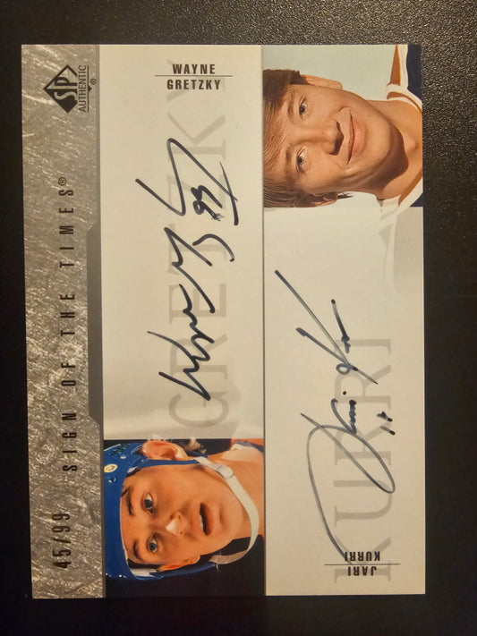 2003-04 Upper Deck SP Authentic - Sign of the Times - Jari Kurri / Wayne Gretzky #SOT-GK /99