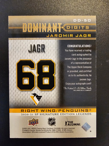 2020-21 Upper Deck SP Signature Edition Legends - Dominant Digits - Gold Foil Autographs - Jaromir Jagr #DD-50