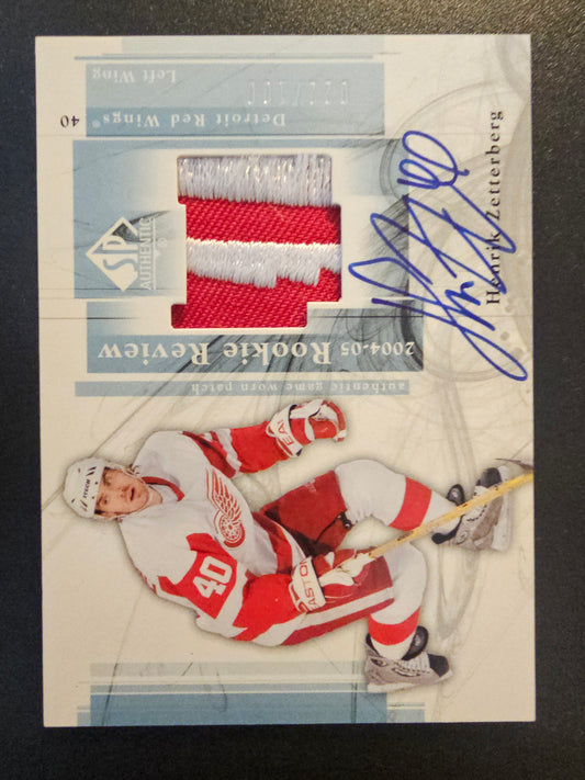 2004-05 Upper Deck SP Authentic - Rookie Review Autograph Patch - Henrik Zetterberg #RR-HZ /100