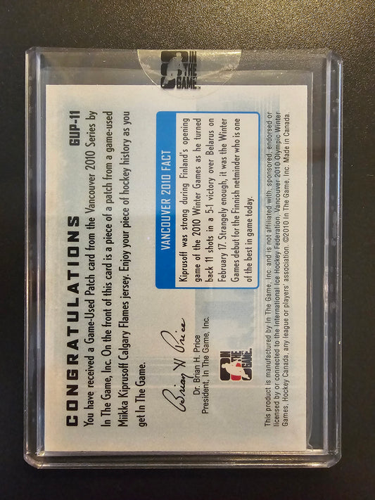 2009-10 In the Game Vancouver 2010 - Game-Used Patch - Miikka Kiprusoff #GUP-11 PR10