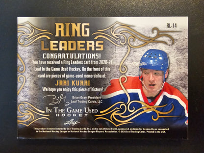 2020-21 Leaf In the Game Used - Ring Leaders Relics - Silver - Jari Kurri #RL-14 /2